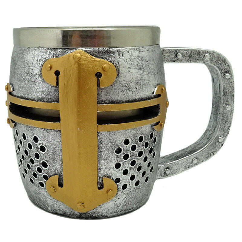 Jarra caballero medieval – casco de plata y oro