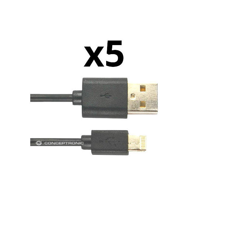 Kit 5 unidades cable lighting nortess iphone 5  6/7/8/ x ipad 1 metro color negro