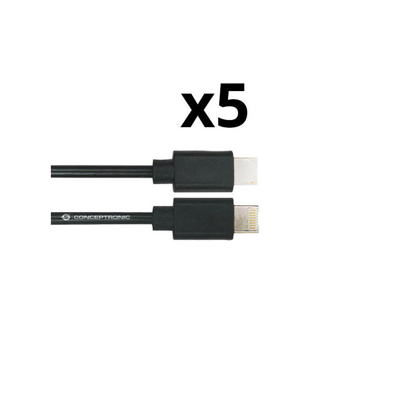 Kit 5 unidades cable usb 3.0 a macho a usb-c  nortess 1metro color negro