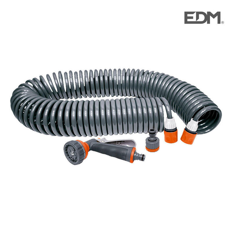 Kit manguera espiral «riega facil» longitud total 15m edm
