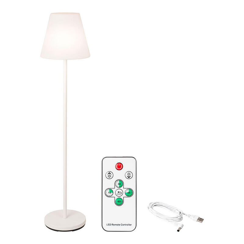 LÁmpara de pie color blanco para exteior y interior recargable con mando a distancia 150cm 894460