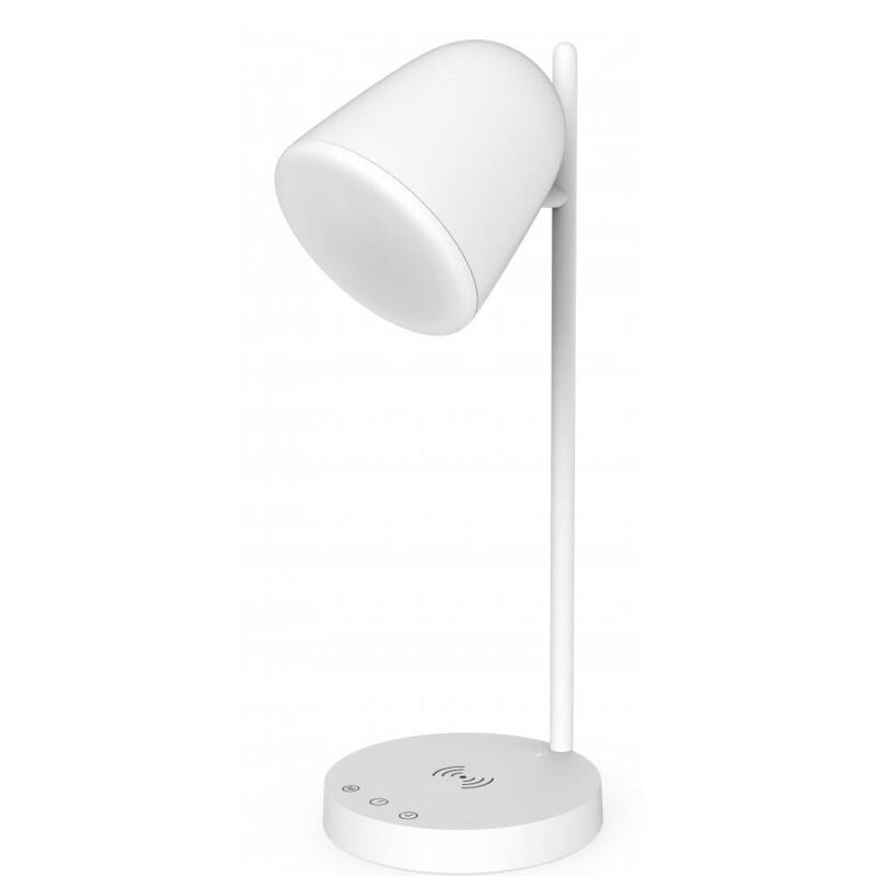 Lampara sobremesa muvit io wifi blancos + base carga inalambrica