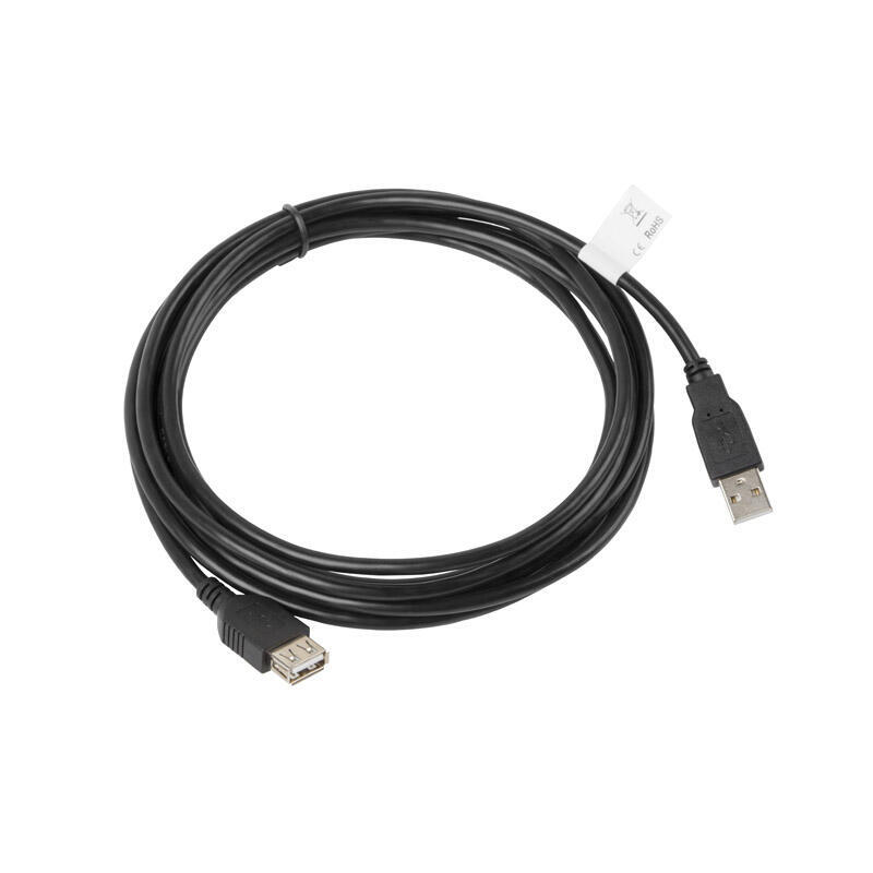 Lanberg cable alargador usb ca-usbe-10cc-0030-bk conectores a-macho a-hembra  negro 3 metros