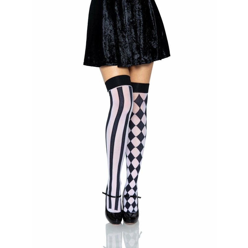 Leg avenue calcetines altos arlequin negro/blanco