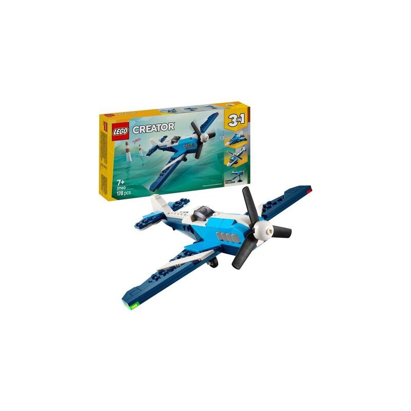 Lego 31160 creator aviÓn 3 en 1: aviÓn de carreras, juguete de construcciÓn   31160
