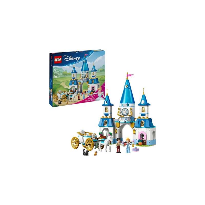 Lego 43275 disney princess juguete de construcciÓn castillo y carruaje tirado por caballos de cenicienta   43275