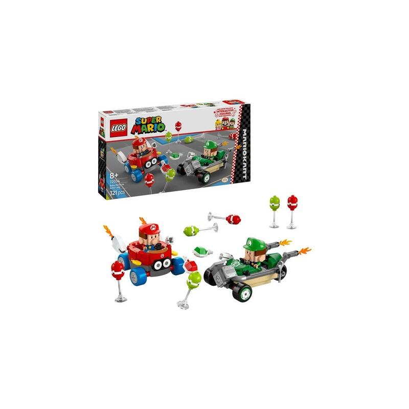 Lego 72034 super mario – mario kart: baby mario vs. baby luigi, juguete de construcciÓn   72034