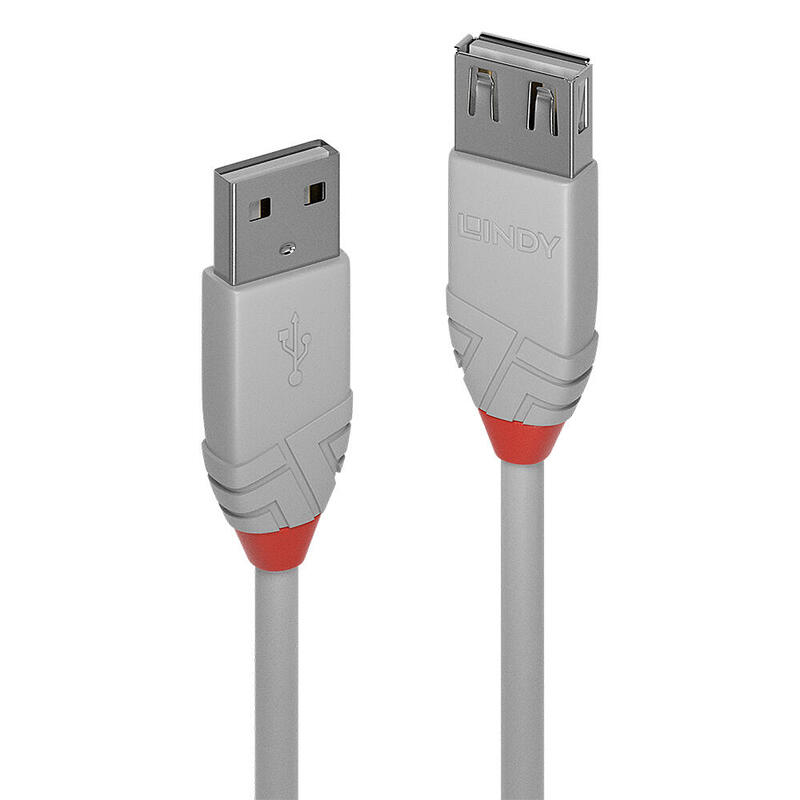 Lindy 36713 cable usb 2 m usb 2.0 usb a gris alargo
