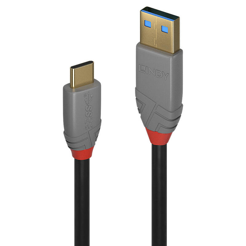 Lindy 36910 cable usb 0,5 m usb c usb a negro, gris