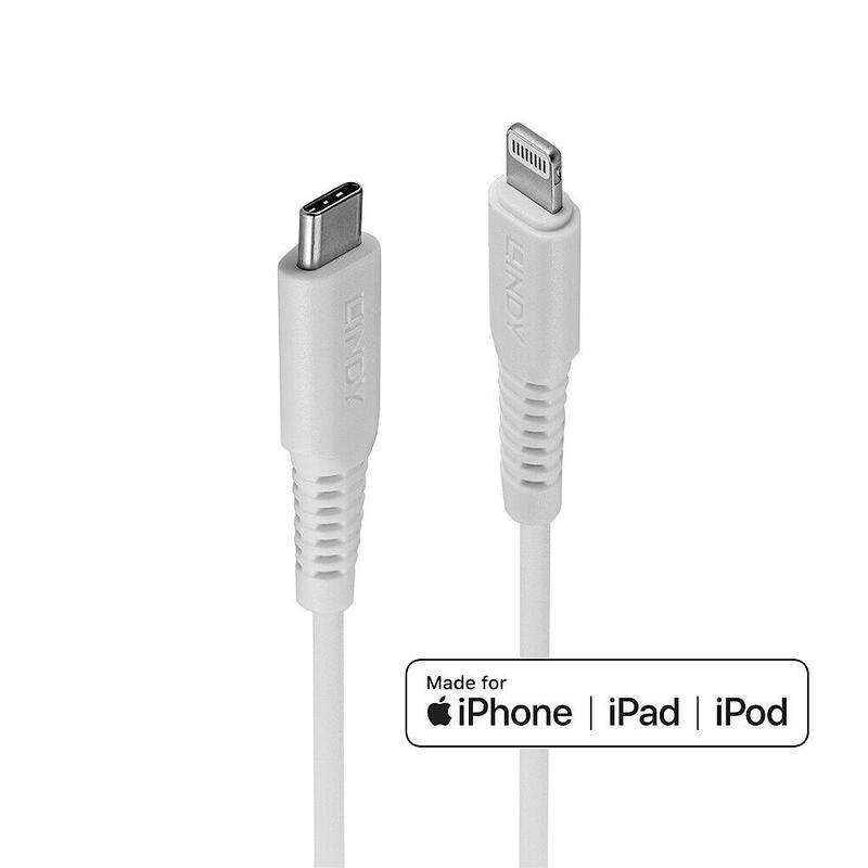 Lindy 3m usb c a lightning cable, blanco