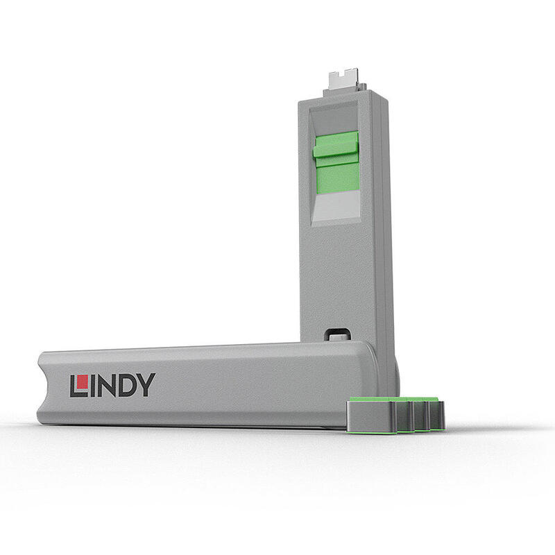 Lindy 40426 bloqueador de puerto bloqueador de puerto + clave usb tipo c verde 5 pieza(s)