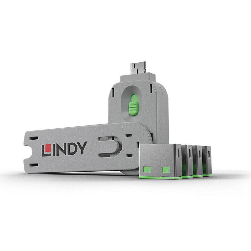 Lindy 40451 bloqueador de puerto + clave usb tipo a verde 5 pieza(s)