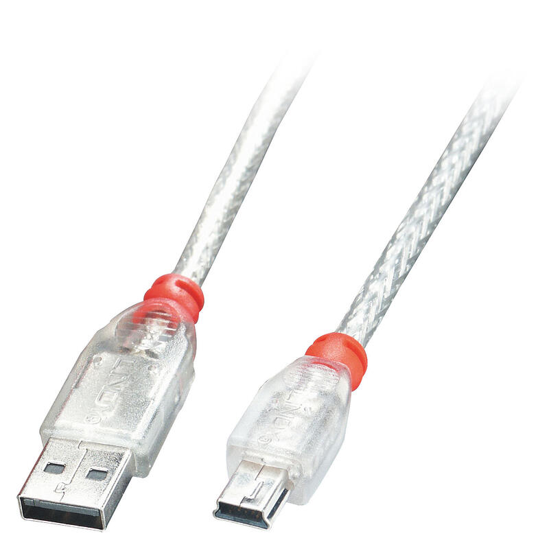 Lindy 41782 cable usb 1 m usb 2.0 usb a mini-usb b transparente (lindy usb 2.0 kabel a/mini-b 1m)