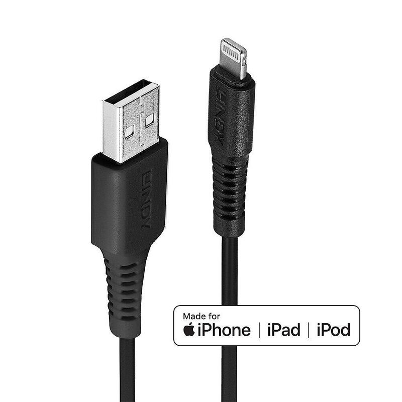 Lindy cable usb a lightning negro 3m