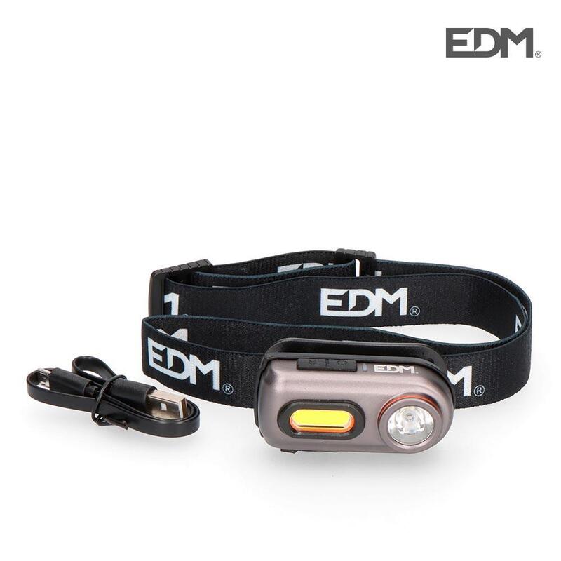 Linterna de cabeza frontal 2 leds 3w+5w 400lm recargable. edm