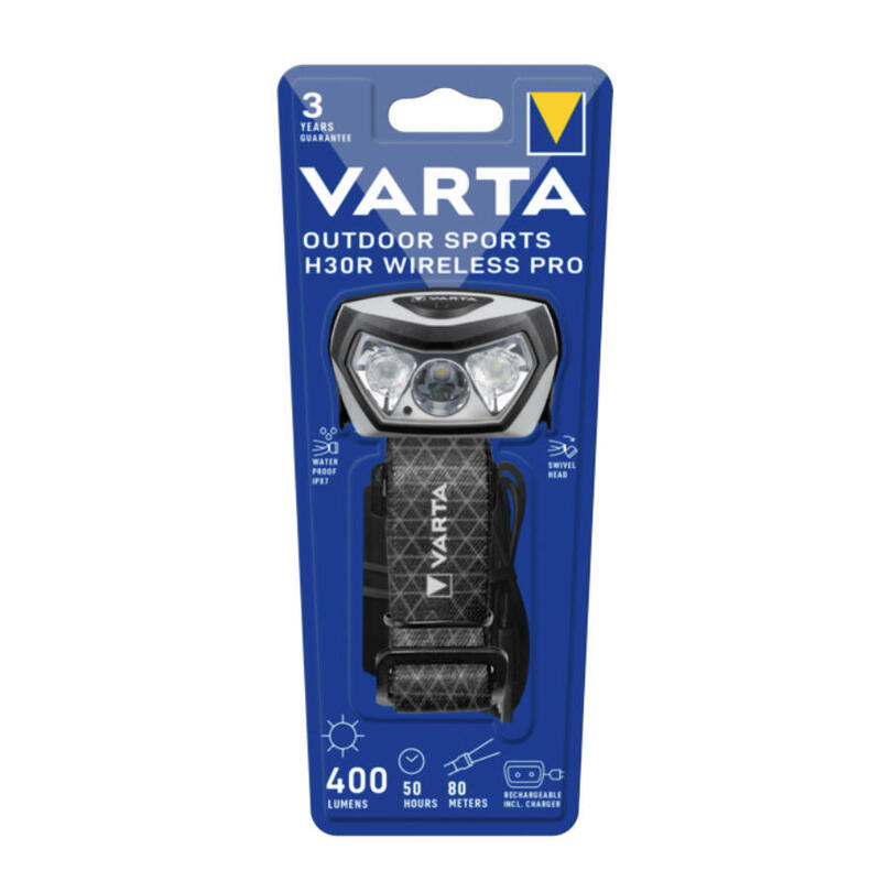 Linterna  varta 18650 101 401 negro con cinta para cabeza led