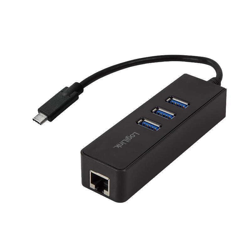 Logilink ua0283 usb 3.0 tipo c gigabit adaptador a 1x rj45 y 3x usb 3.0 tipo a