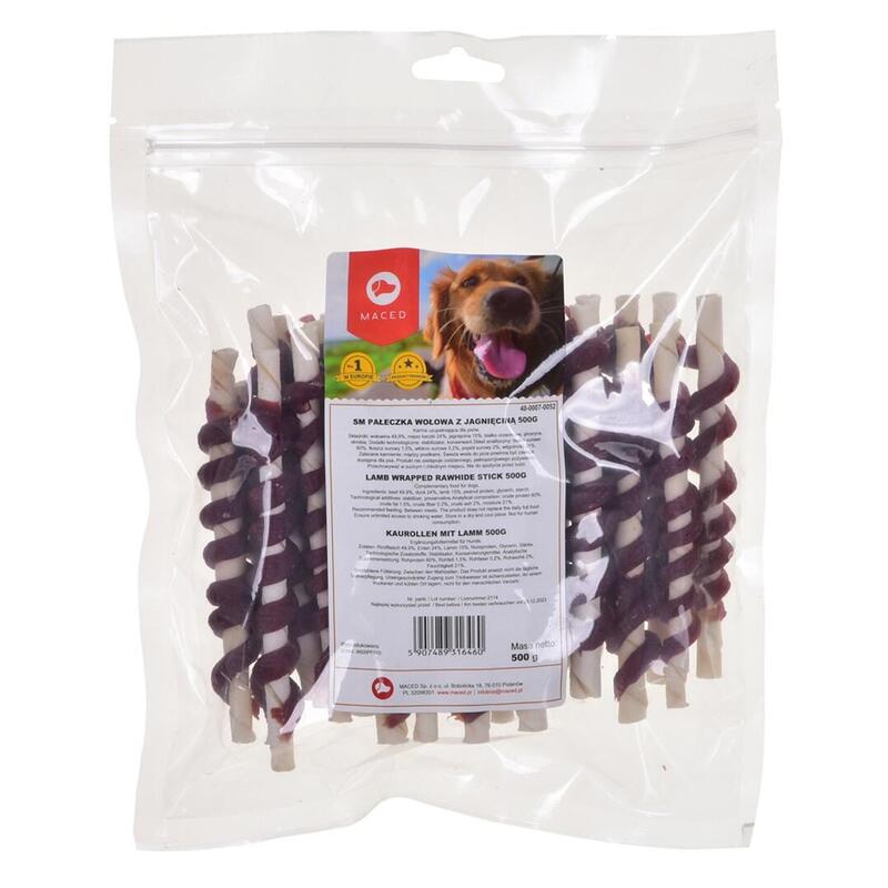 Maced lamb wrapped rawhide stick – golosina para perros – 500g