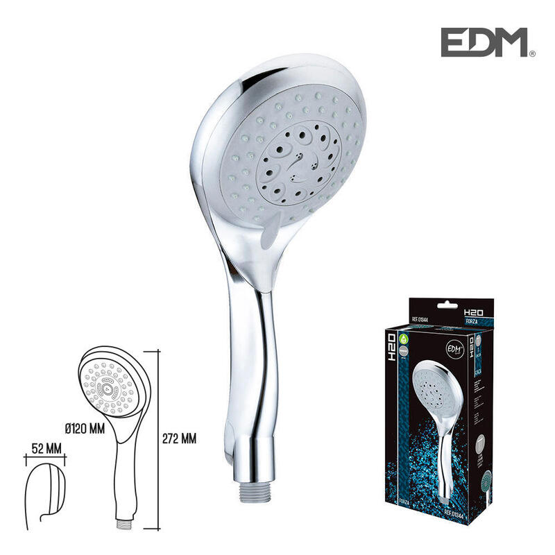 Mango de ducha anticalcareo. moderno. 6 funciones. color cromo. edm