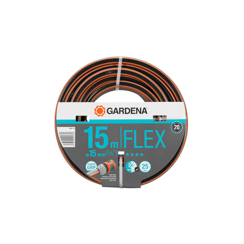 Manguera de riego flex Ø15mm (5/8″) rollo 15m. gardena