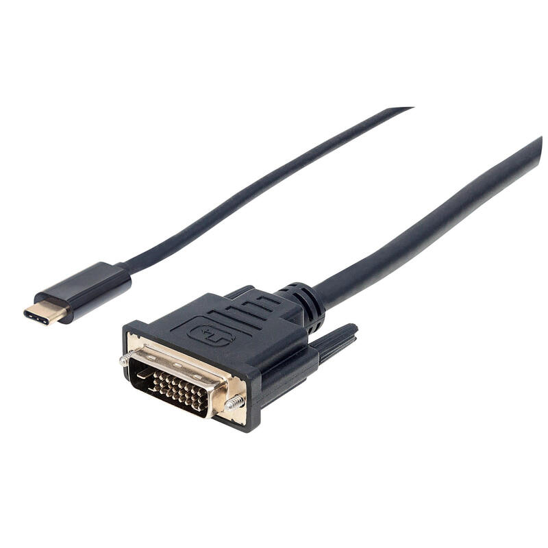 Manhattan cable adaptador usb-c a dvi 1080p 2m, negro