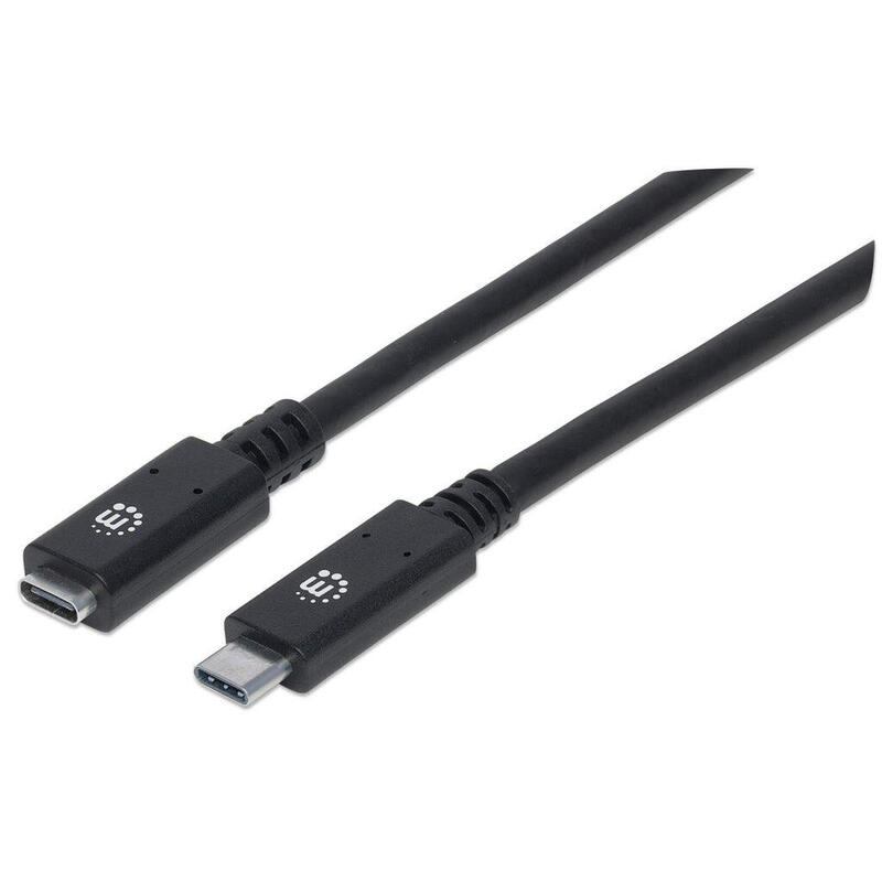 Manhattan cable de extensión usb tipo c usb 3.2 gen 2, tipo c macho a tipo c hembra, 10 gbps, 5 a, 50 cm negro
