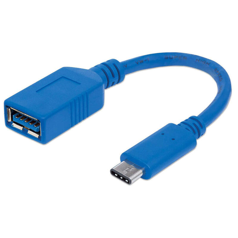 Manhattan cable usb-c 3.1 gen2 15cm c macho a hembra 15cm azul