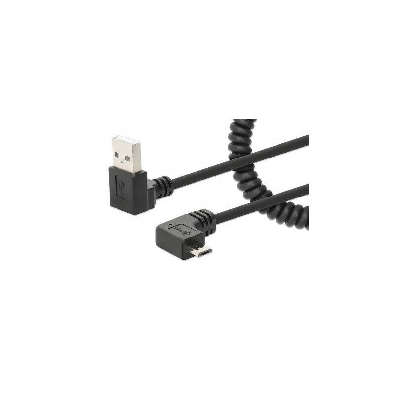 Manhattan spiralcable usb-a auf micro-usb ladecable 1m