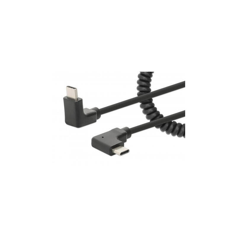 Manhattan spiralcable usb-c auf usb-c ladecable 1m negro