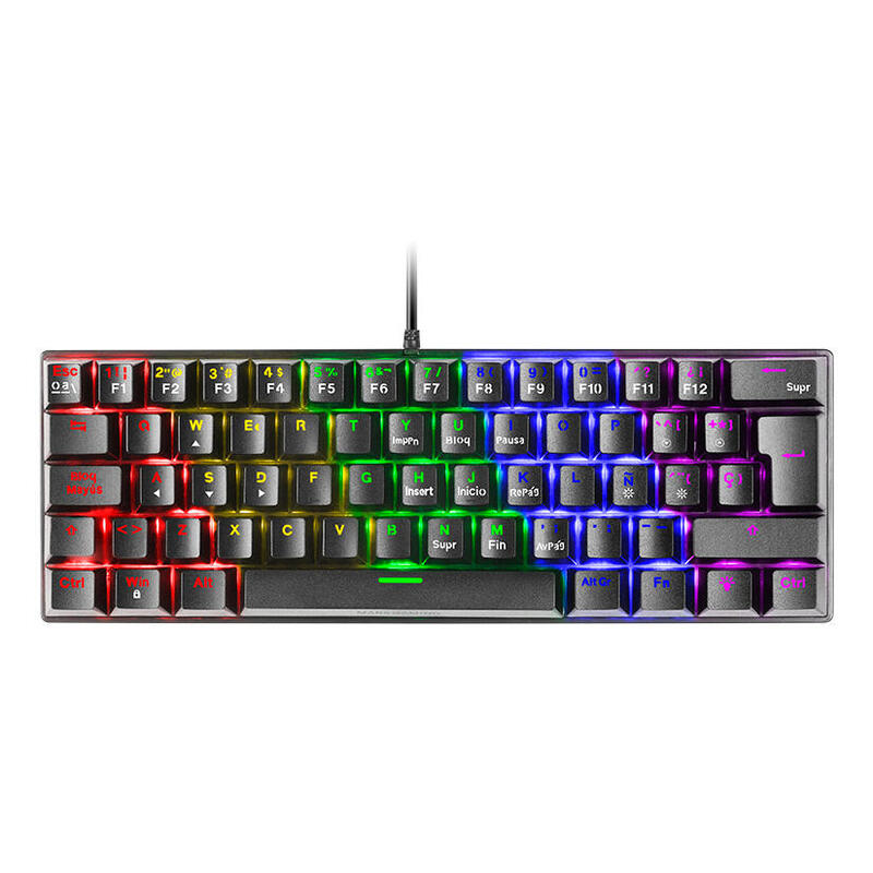 Mars gaming mk60 teclado gaming mecanico – ultra-compacto 60% – switches antipolvo – iluminacion rgb – teclas