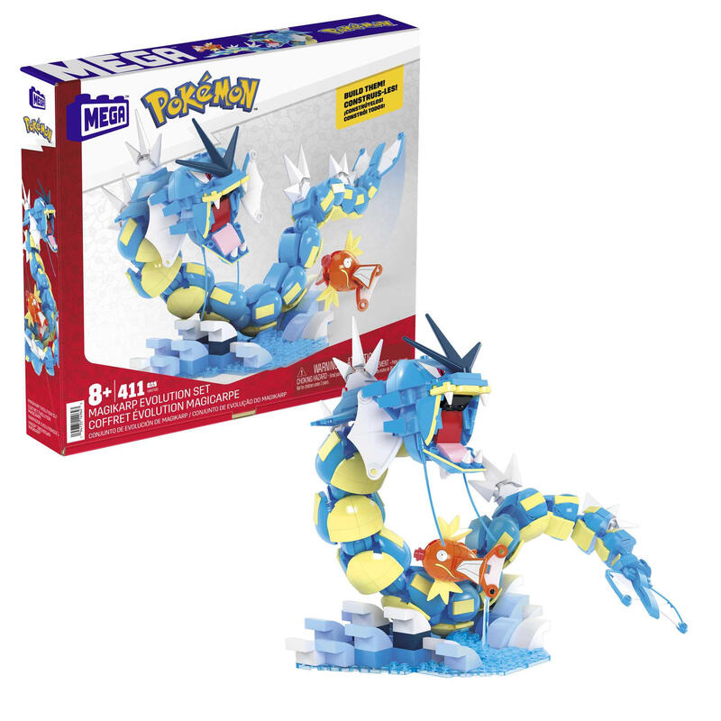Mattel mega pokémon magikarp evolution set juguete de construcción 411 piezas