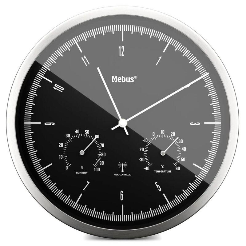 Mebus 19777 radio reloj de pared con termohigrÓmetro