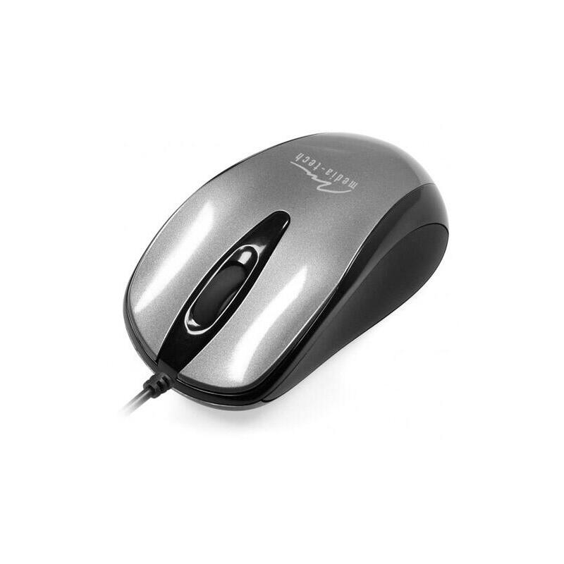 Mediatech mt1091g plano – ratÓn Óptico 800 cpi, 3 botones + scroll, gris usb