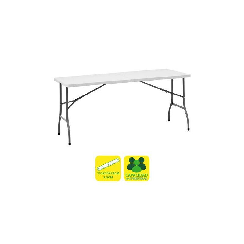Mesa sungarden de resina plegable 152x70x74cm 3.5cm – blanco