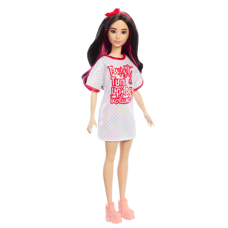 MuÑeca mattel barbie fashionistas-puppe mit blancoem t-shirt-kleid hrh12