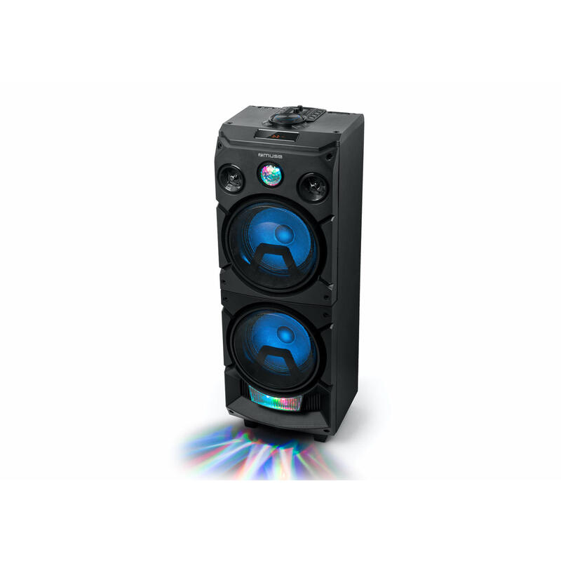 Muse m-1935 dj negro altavoz para fiestas 400w con bluetooth radio fm usb aux 2x micros