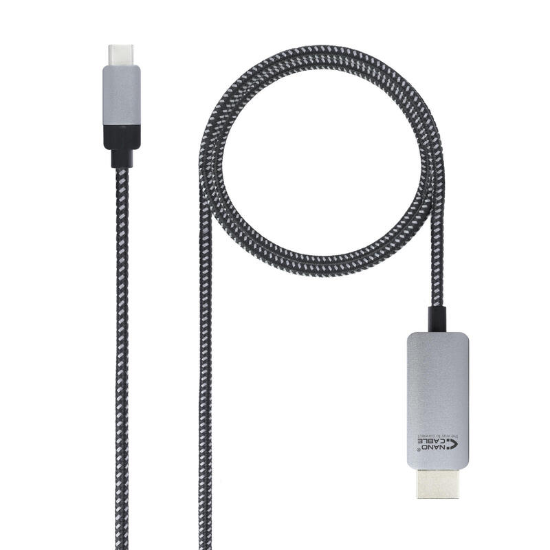 Nanocable cable conversor usb-c macho a hdmi macho 1.80m – negro/plata