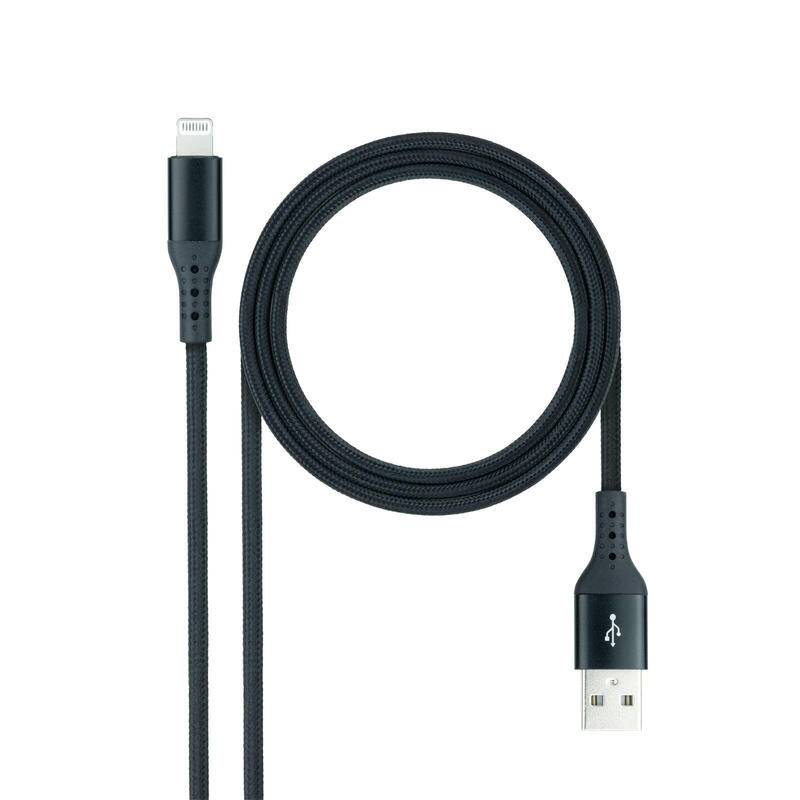 Nanocable cable lightning a usb a/m – mallado – 1m – negro