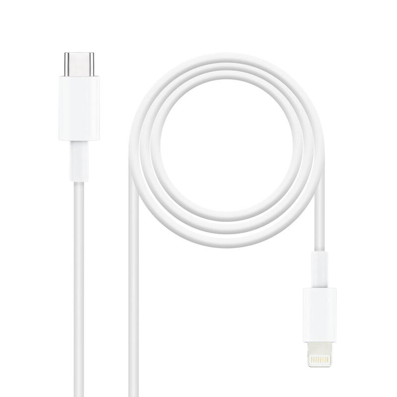 Nanocable cable usb-c macho a lightning macho 2m – blanco