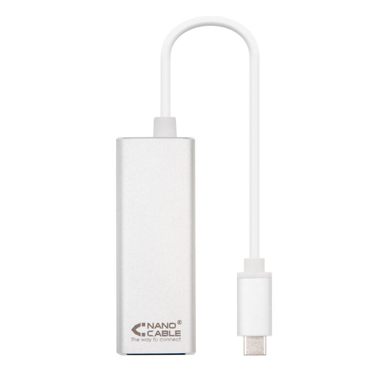 Nanocable conversor usb-c a ethernet gigabit 10/100/1000 mbps – 15 cm – aluminio