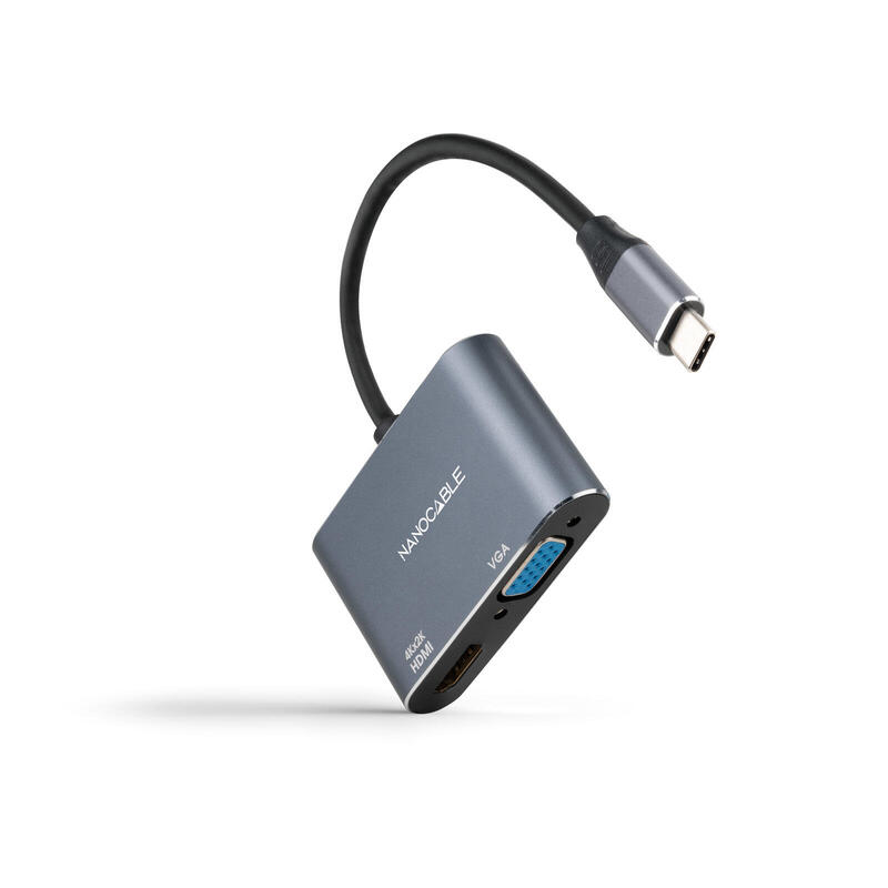 Nanocable conversor usb-c a hdmi 4ky vga – gris