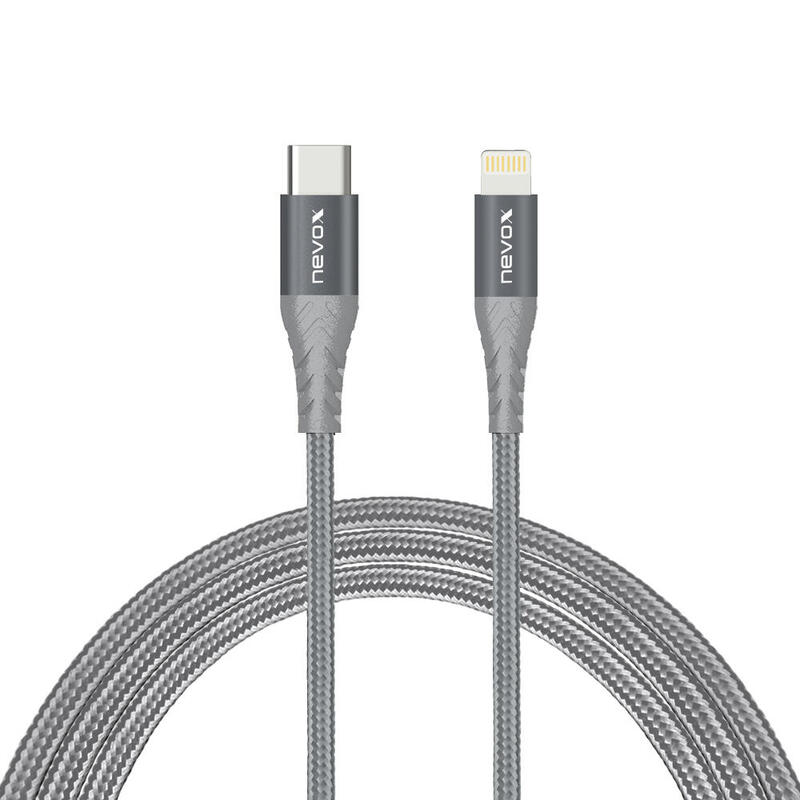Nevox cable de datos usb-c  lightning 50cm gris