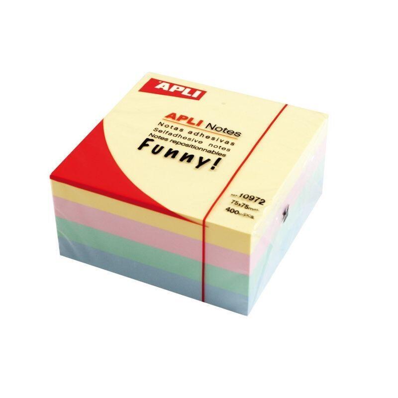 Notas adhesivascubo cuatrocientas  hojastonos pastel (3)75 x 75mmapli