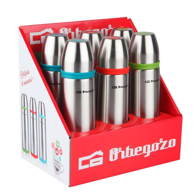 Orbegozo set termos identificador de bebidas – acero inoxidable resistente – bandas de colores – sistema antiderrame –