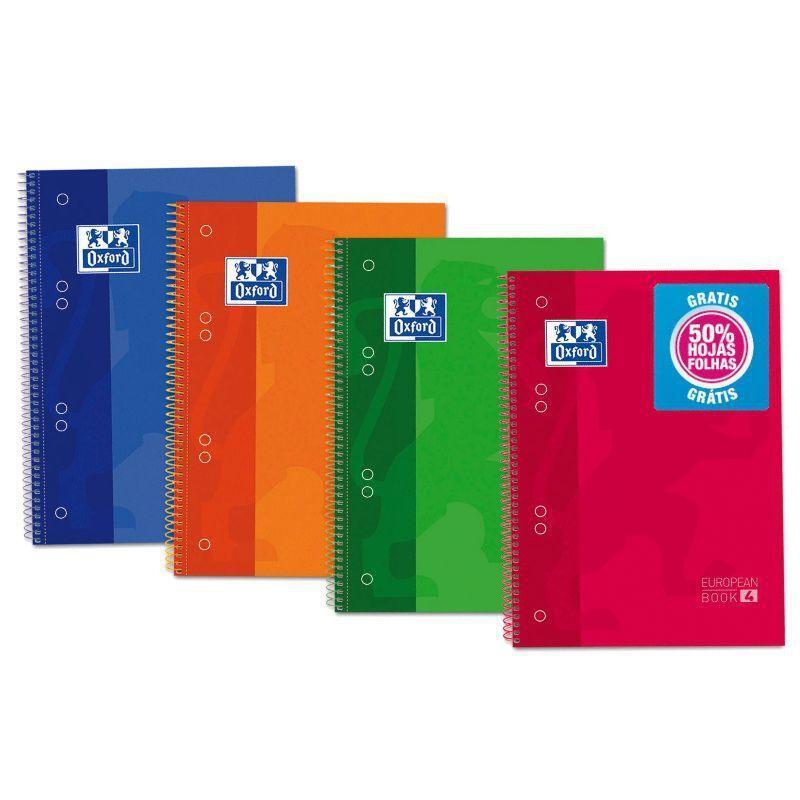 Oxford cuaderno europeanbook 4 microperforado 120 hojas (50% gratis) 5×5 tapas extraduras classic a5+ colores -5u-