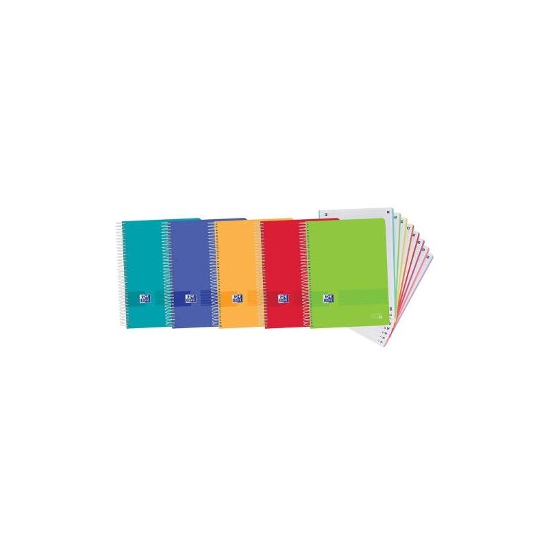 Oxford europeanbook 8 live & go pack de 5 cuadernos espiral formato a4+ cuadriculado 5x5mm – 160 hojas microperforadas con 4 tal