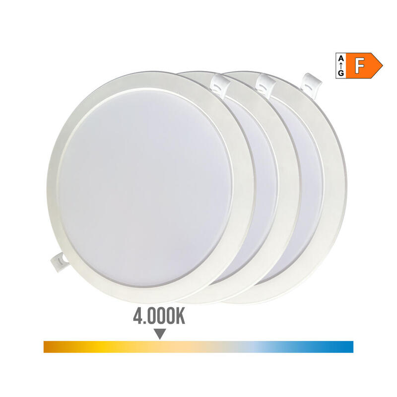 Pack 3 downlights led 18w, luz dÍa 4000k