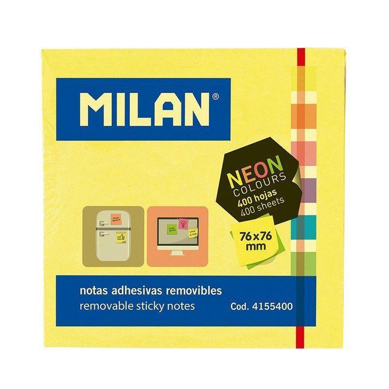 Pack 400 notas adhesivas 76x76mm colores fluor milan