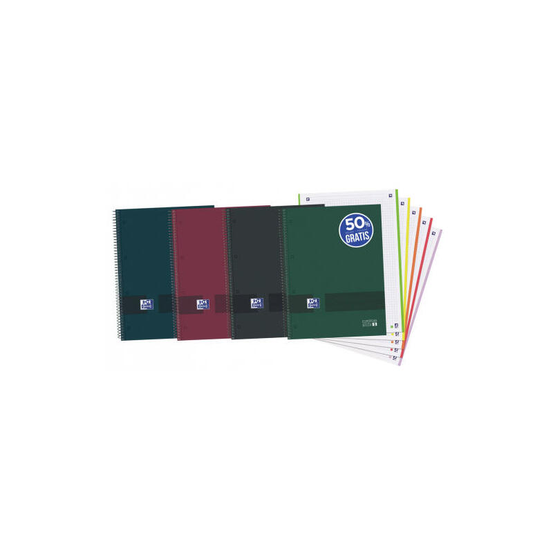 Pack de 5 unidades oxford & you cuaderno europeanbook 5 multiasignatura a4+ 120h 5×5 t/extraduras c/surtidos neutros