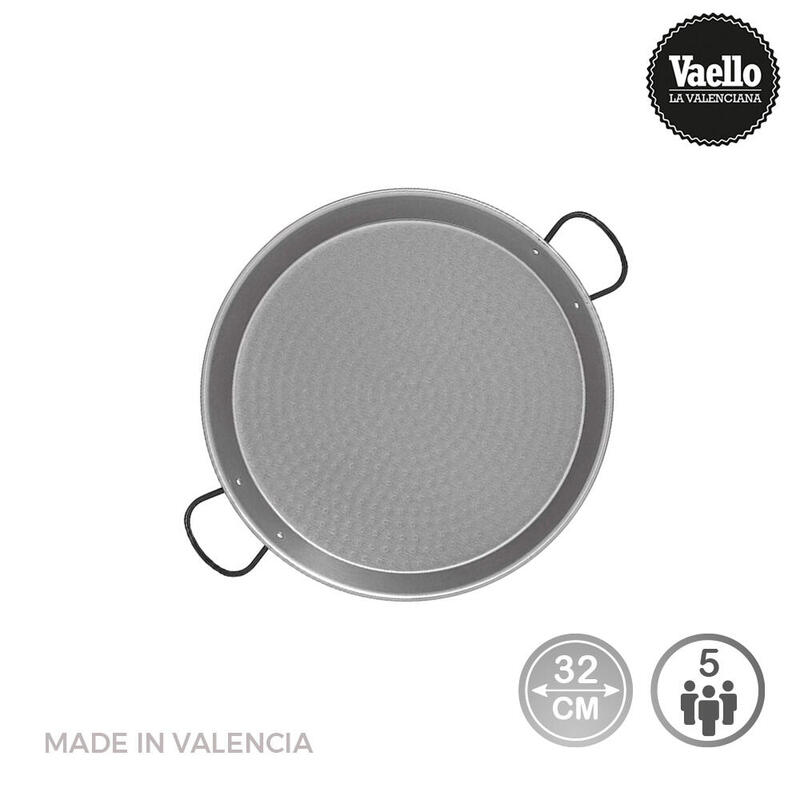 Paellera acero pulido para induccion y vitroceramica Ø32cm (5 personas). vaello